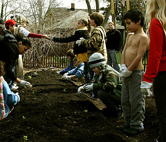 homeschoolers learning about gardening